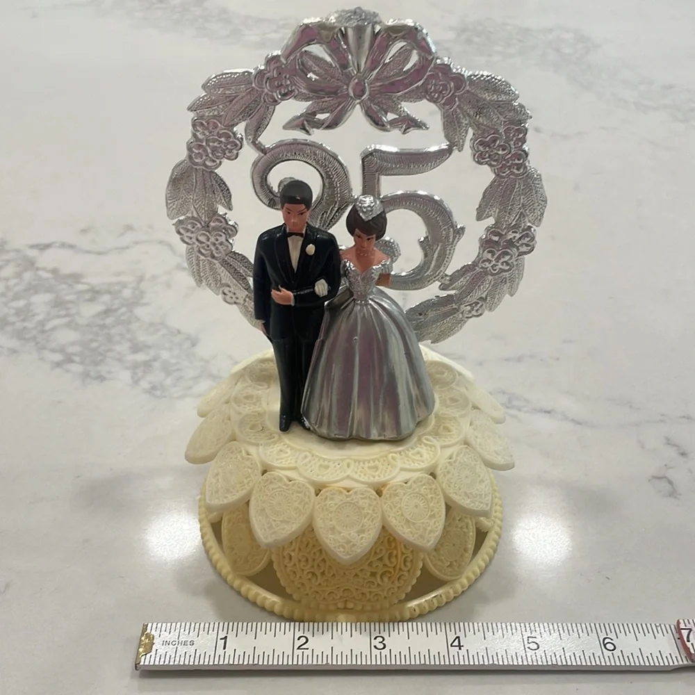 Vintage 25th anniversary cake topper